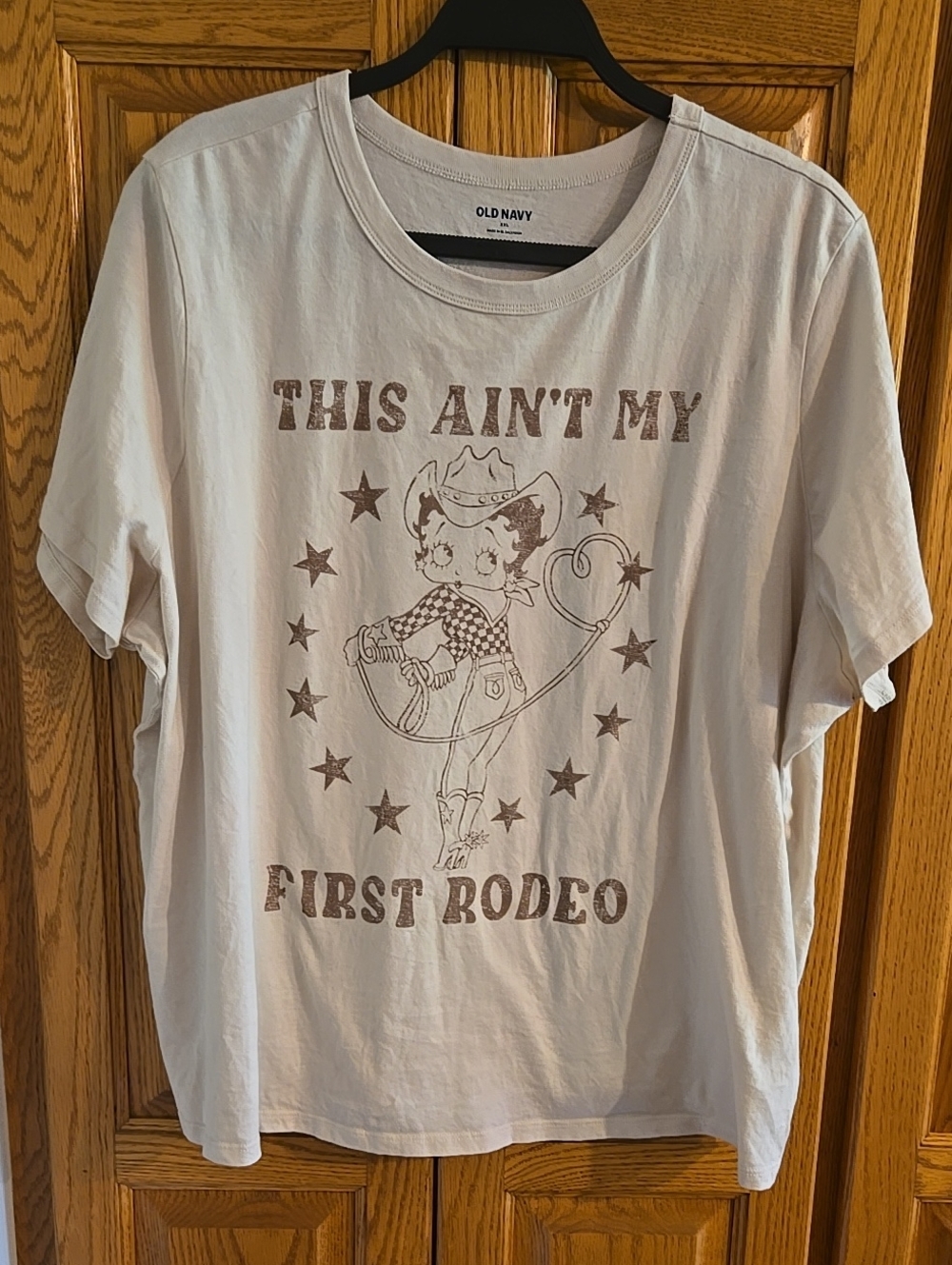 Graphic Beige T-Shirt Xxl Women rodeo top cowgirl western  print Betty boop - Picture 3 of 16